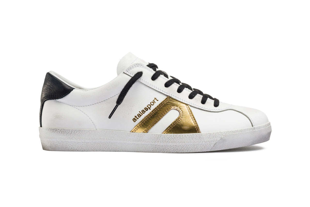 Star Leather - White / Gold & Black